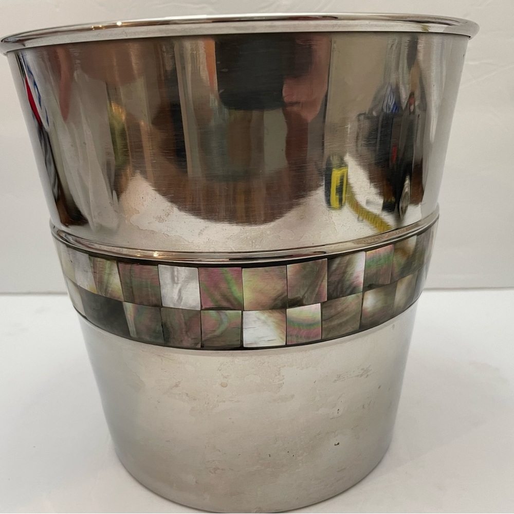 West Elm Stainless Steel Abalone Ice Bucket.